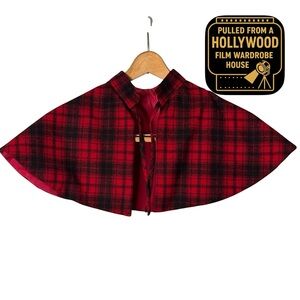 Vintage Red Plaid Flannel Capelet